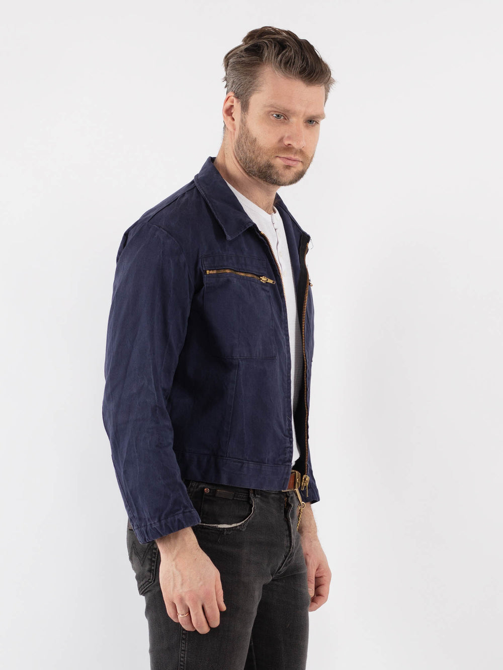 Vintage 80's Men Work Jacket in Blue