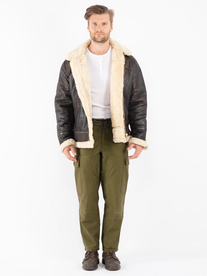 Vintage 70's Men Sheepskin Jacket in Brown