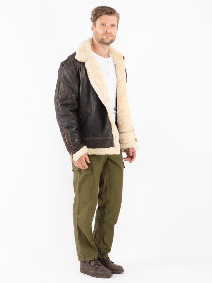 Vintage 70's Men Sheepskin Jacket in Brown