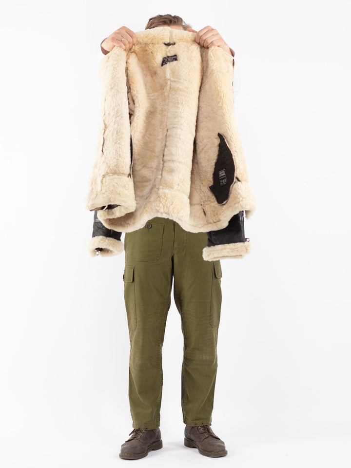 Vintage 70's Men Sheepskin Jacket in Brown