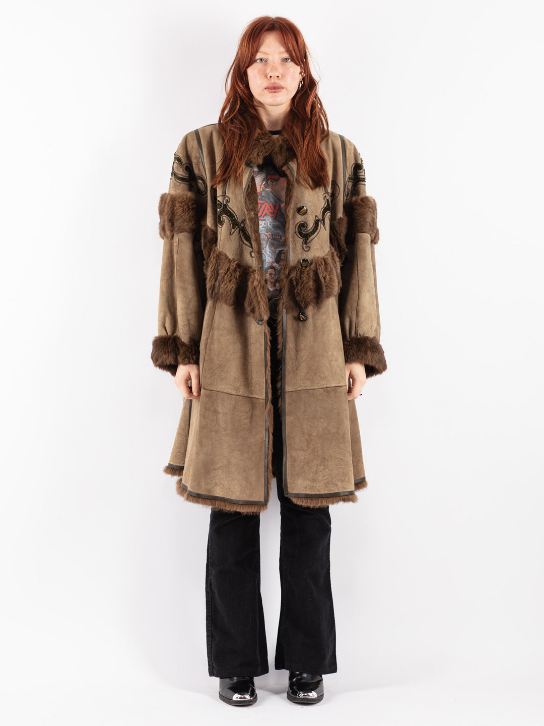 Vintage 80's Women Fur Coat in BeigeV8351