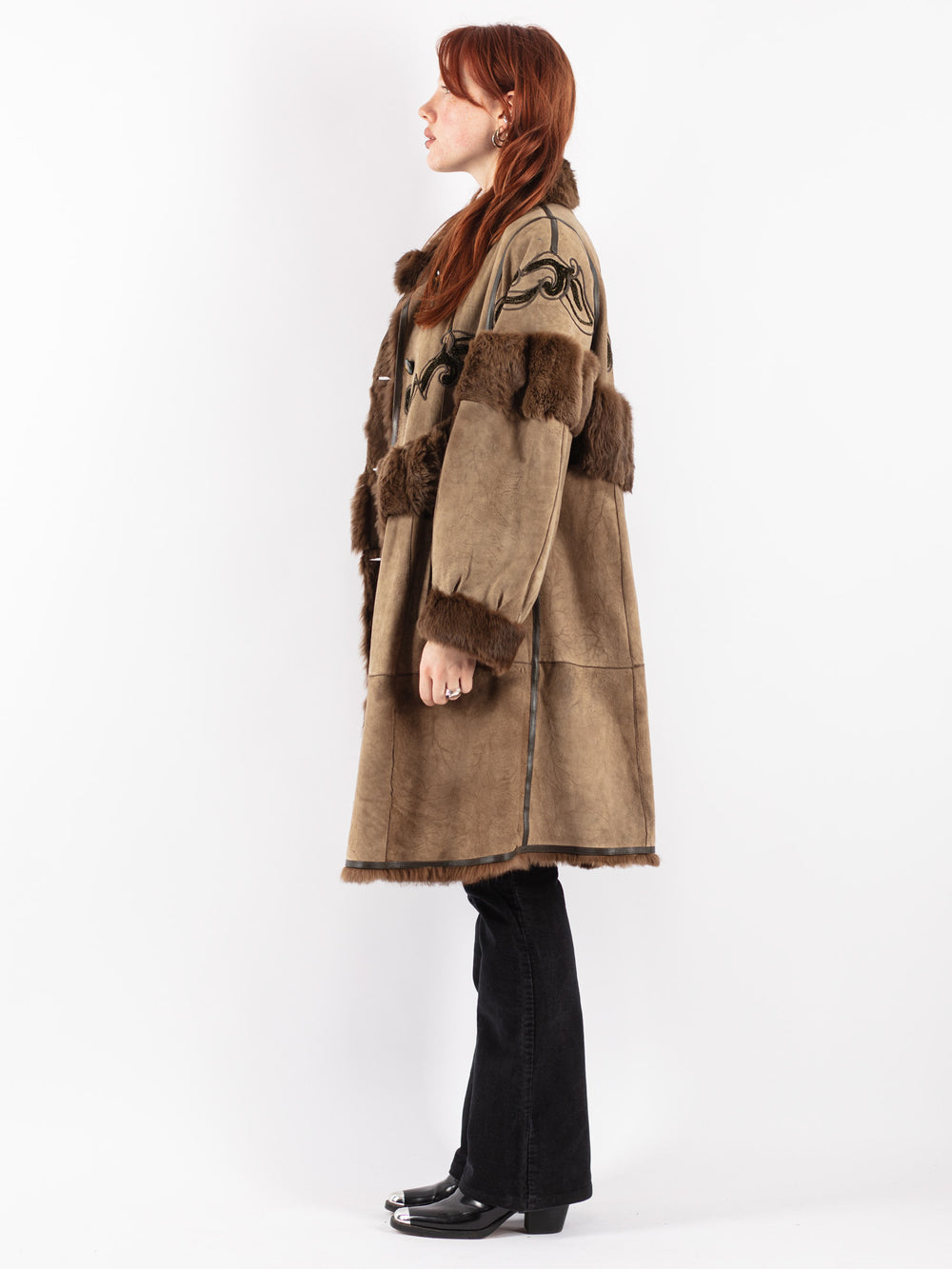 Vintage 80's Women Fur Coat in BeigeV8351