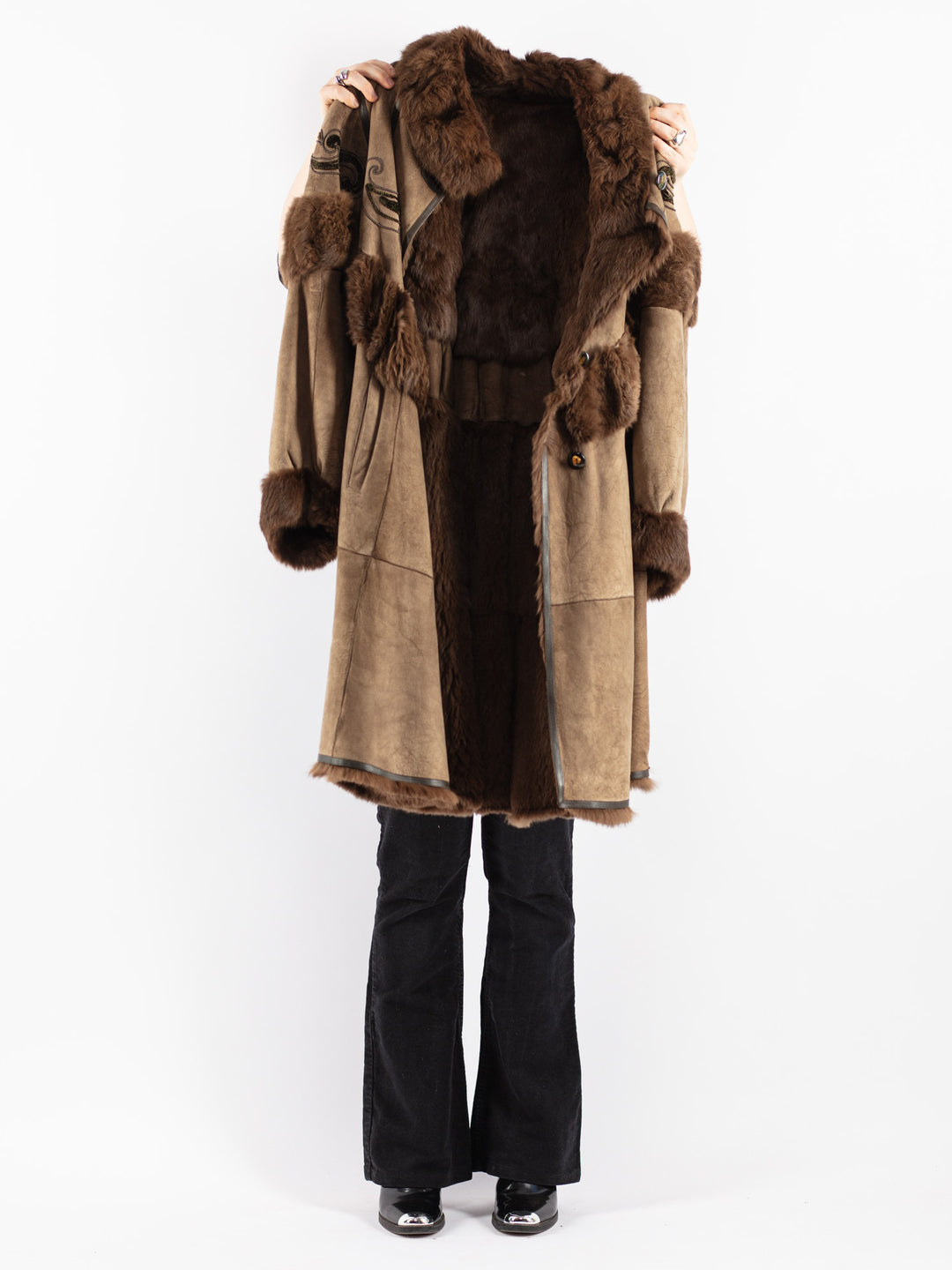 Vintage 80's Women Fur Coat in BeigeV8351