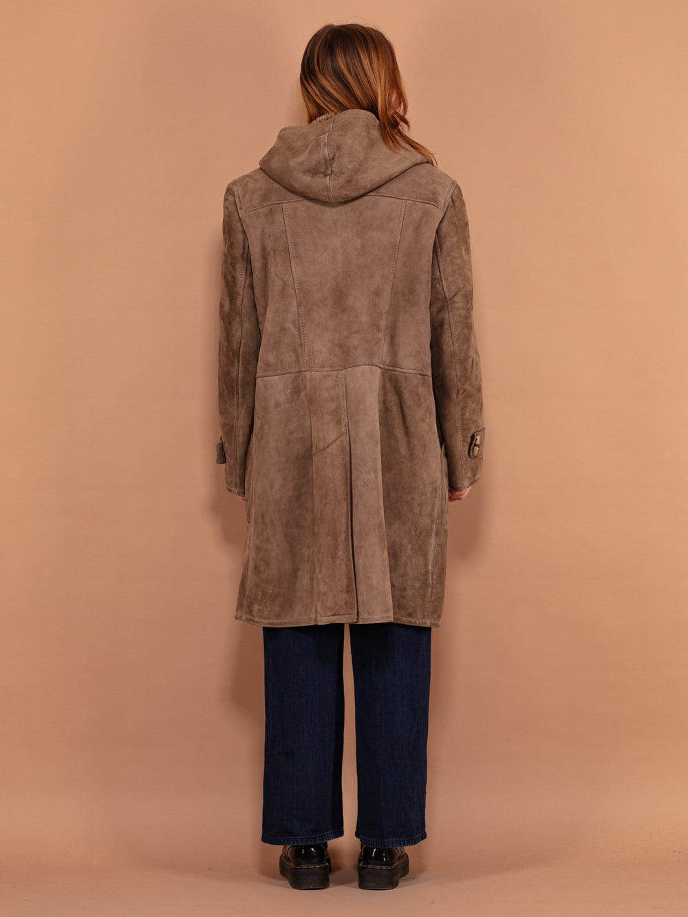 Vintage 70's Women Hooded Sheepskin Coat in Beige - NorthernGrip