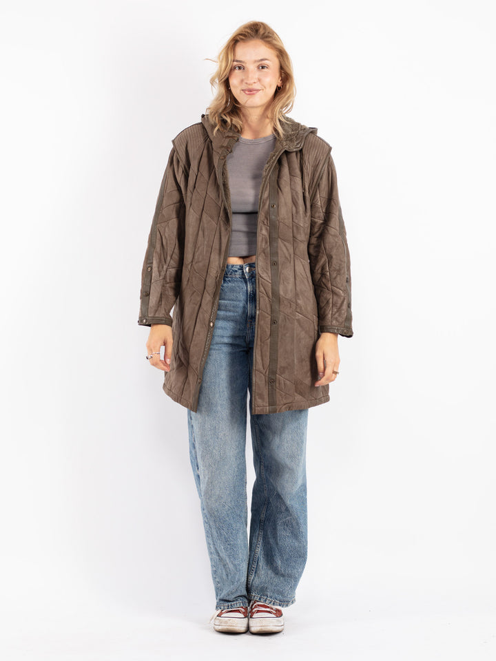 Vintage 80's Women Sheepskin Coat in Beige