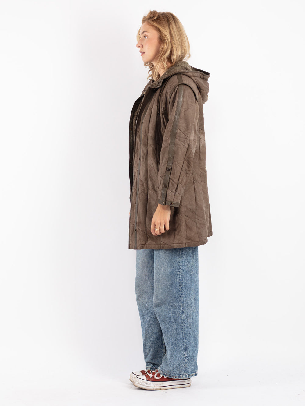 Vintage 80's Women Sheepskin Coat in Beige