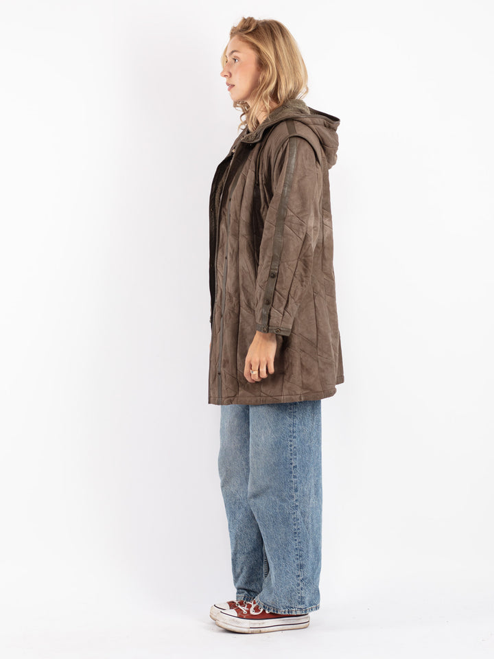 Vintage 80's Women Sheepskin Coat in Beige