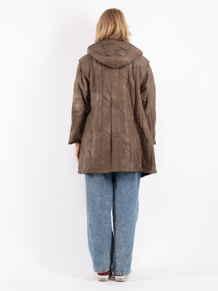 Vintage 80's Women Sheepskin Coat in Beige