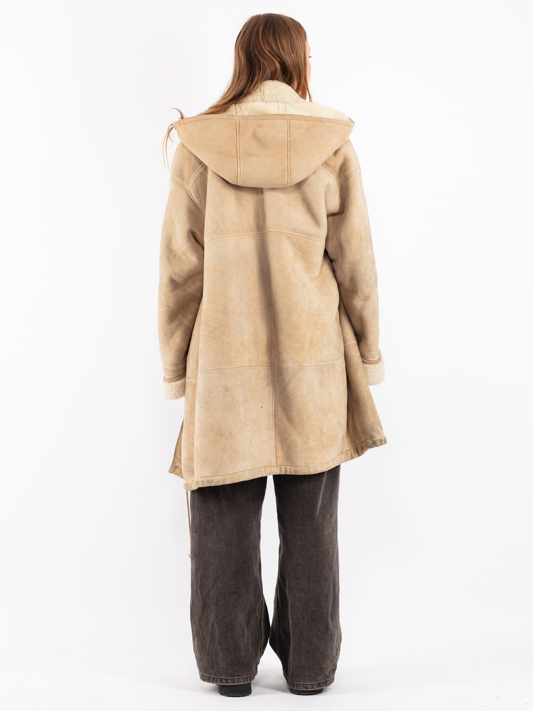Vintage 80's Women Shearling Coat in Beige
