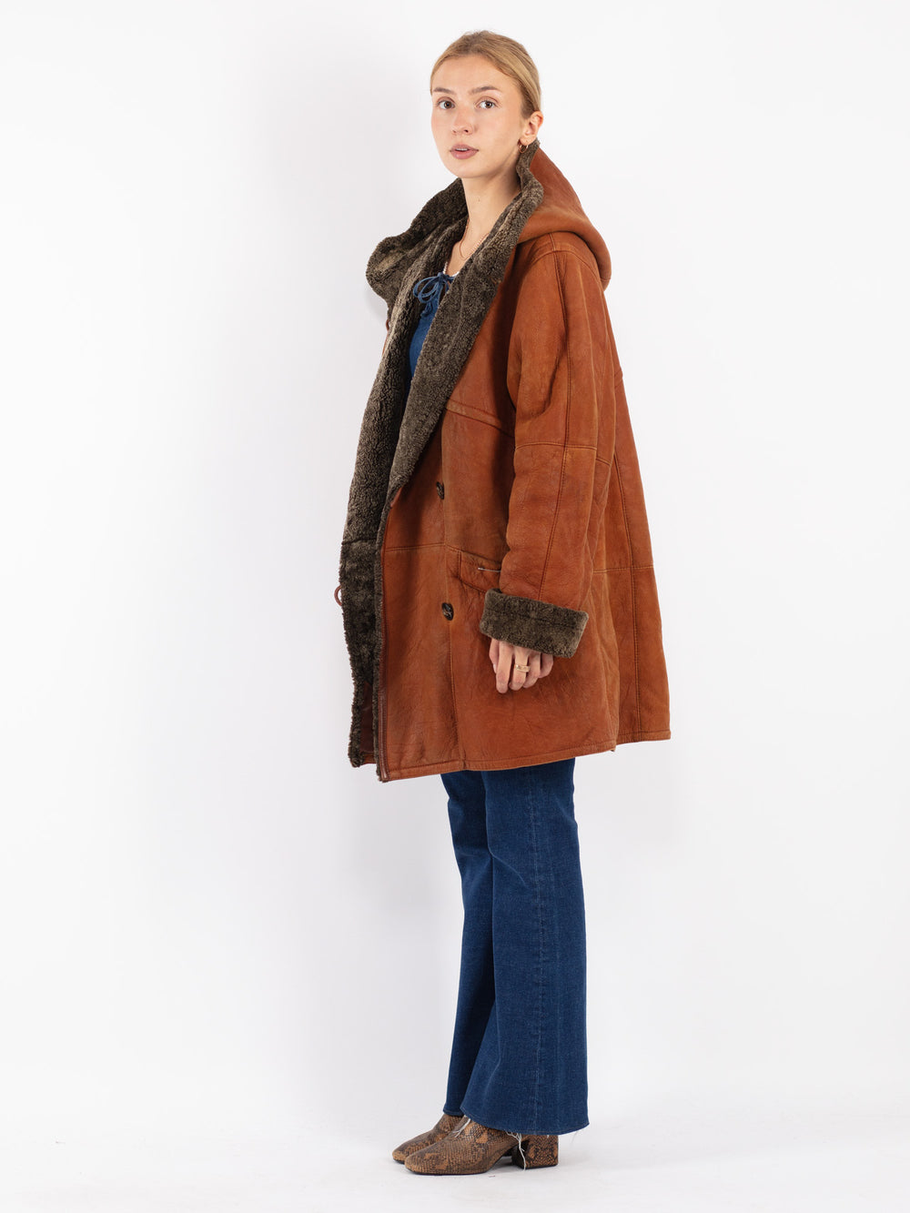 Vintage 80's Women Sheepskin Coat in
