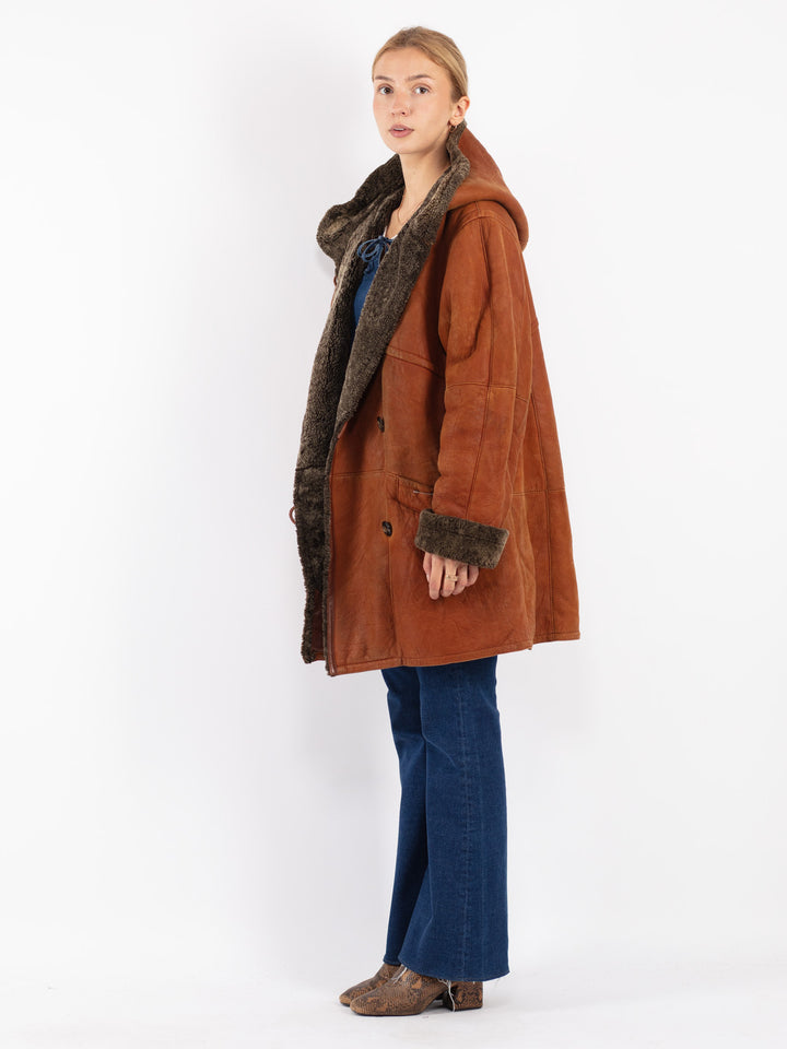 Vintage 80's Women Sheepskin Coat in