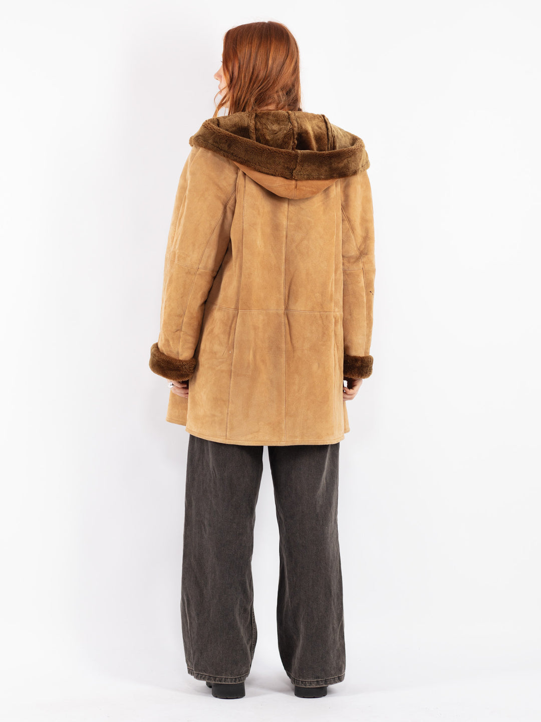 Vintage 80's Women Sheepskin Coat in Beige