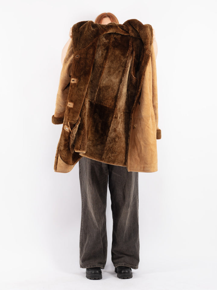 Vintage 80's Women Sheepskin Coat in Beige