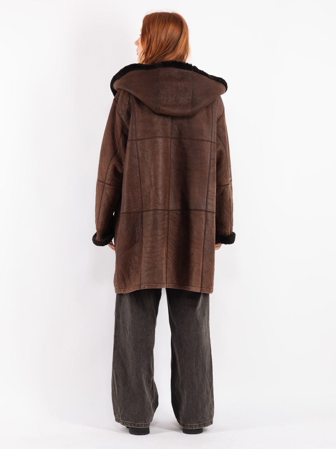 Vintage 80's Women Sheepskin Coat in Brown