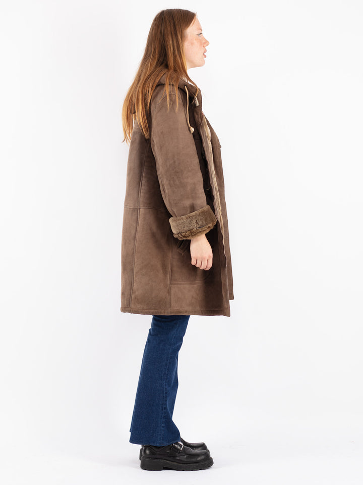 Vintage 80's Women Sheepskin Coat in Brown
