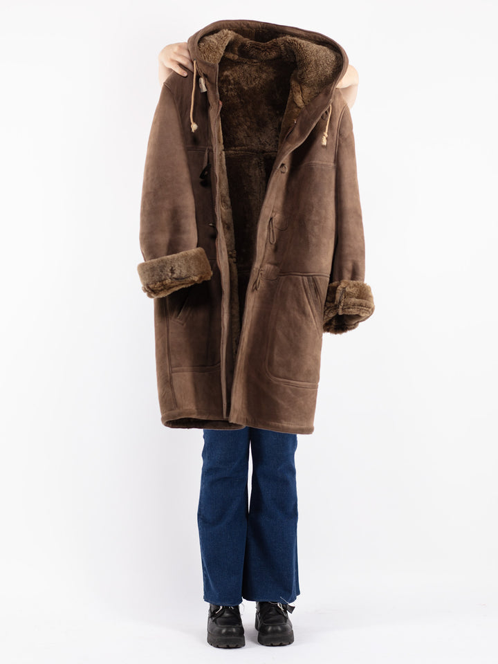 Vintage 80's Women Sheepskin Coat in Brown