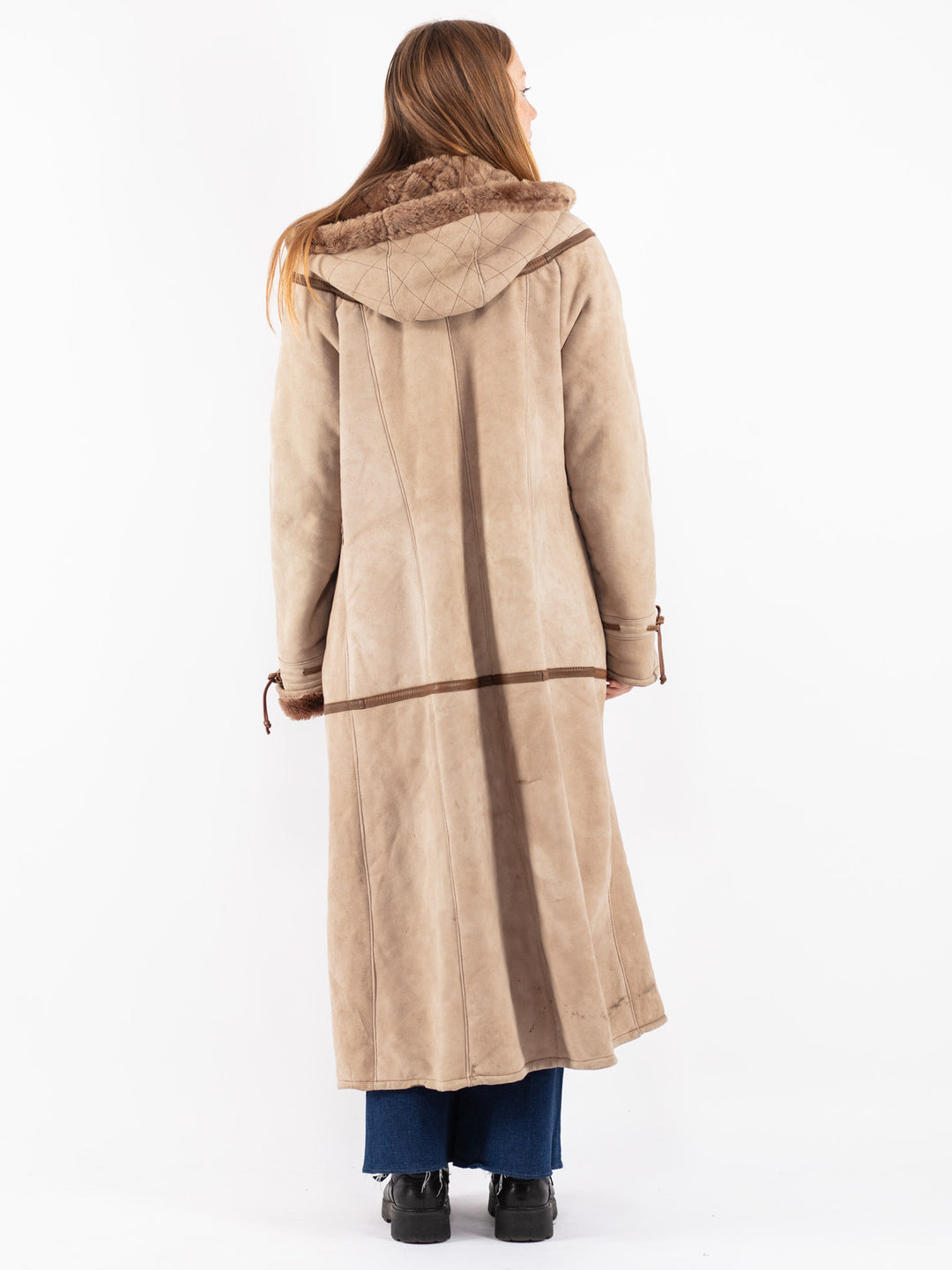 Vintage 80's Women Sheepskin Coat in Beige