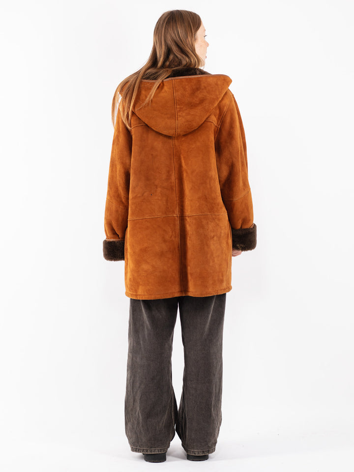 Vintage 80's Women Sheepskin Coat in Brown