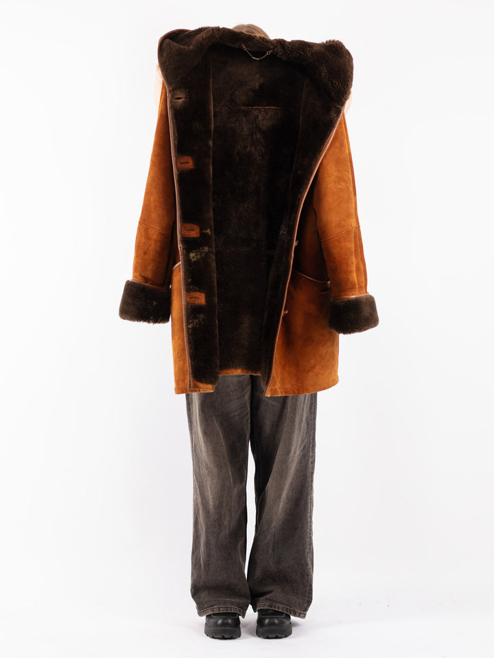 Vintage 80's Women Sheepskin Coat in Brown