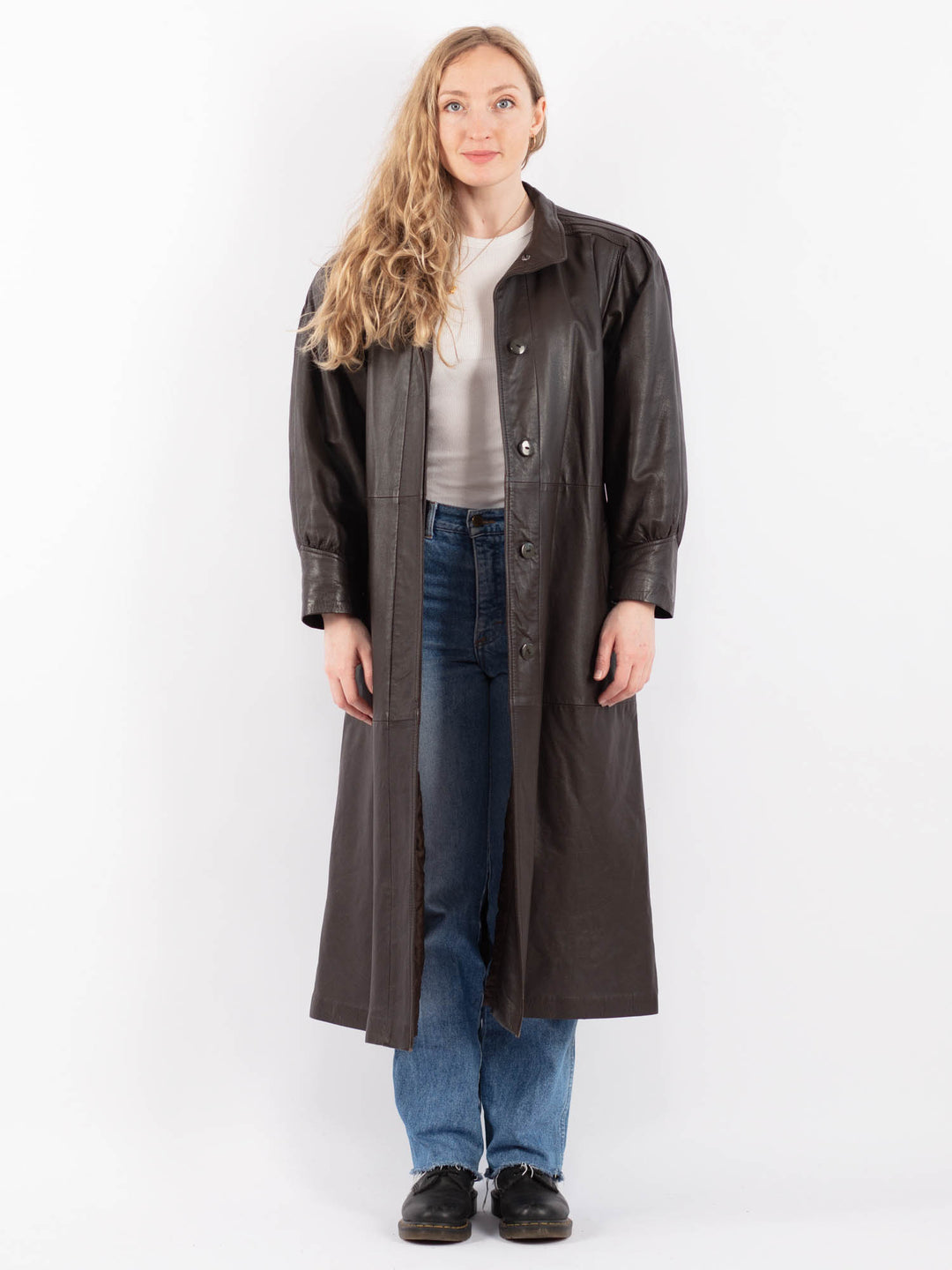 Vintage 80's Women Leather Coat in BrownV9483