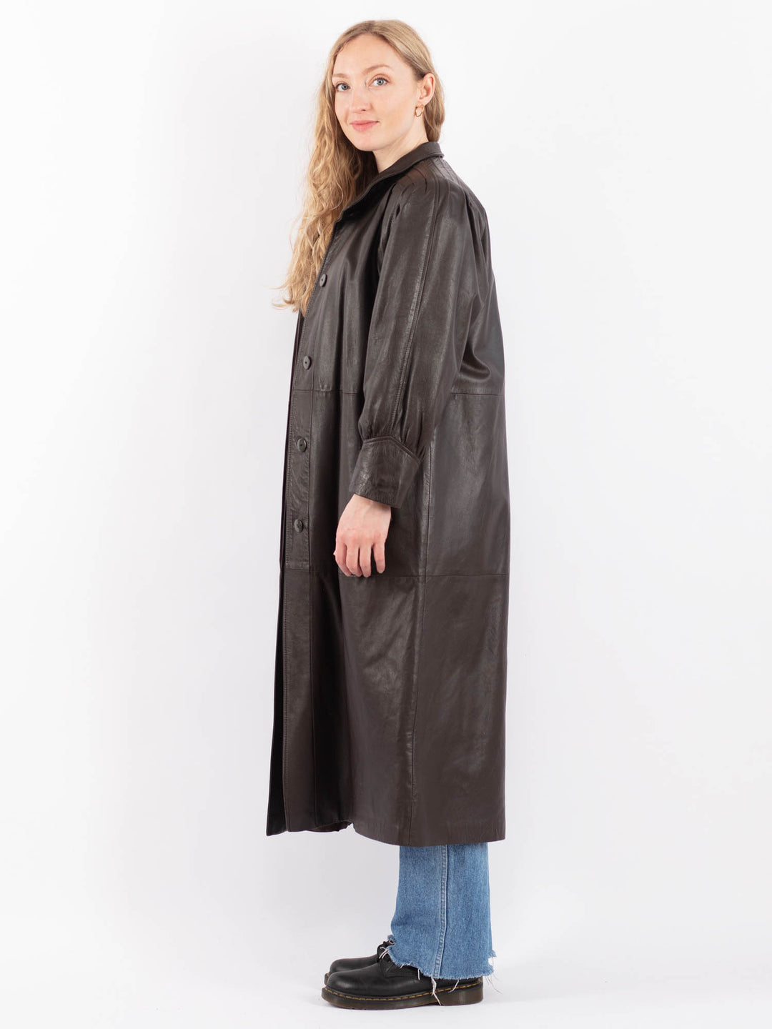 Vintage 80's Women Leather Coat in BrownV9483