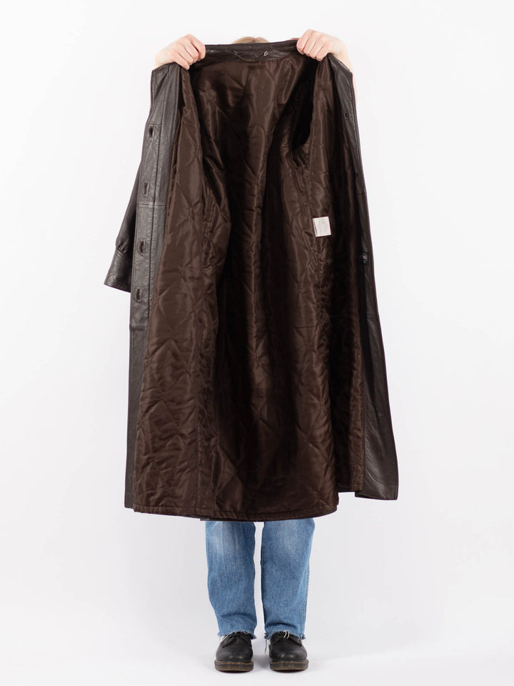 Vintage 80's Women Leather Coat in BrownV9483