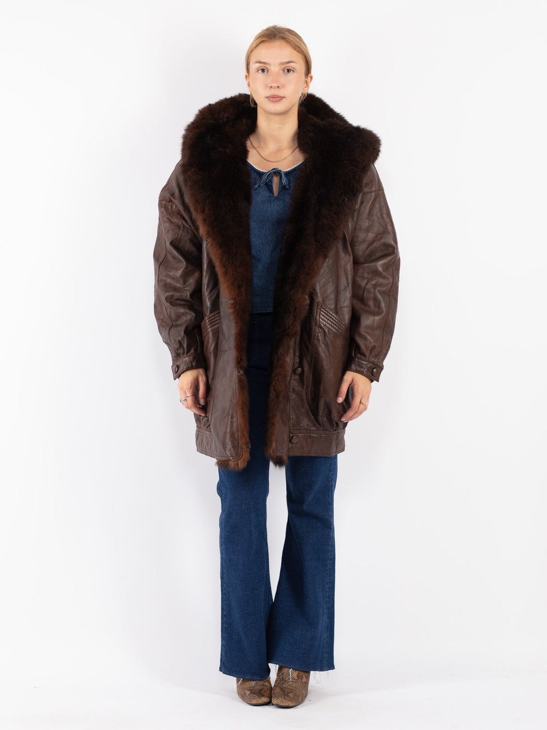 Vintage 80's Women Leather in Brown