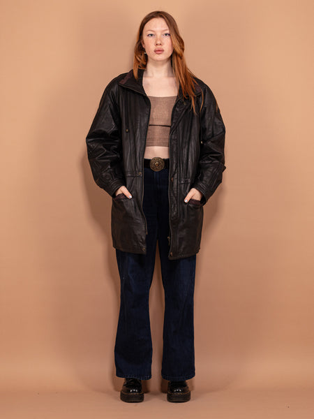Online Vintage Store | 80s Women Leather Parka Coat | Norther Grip
