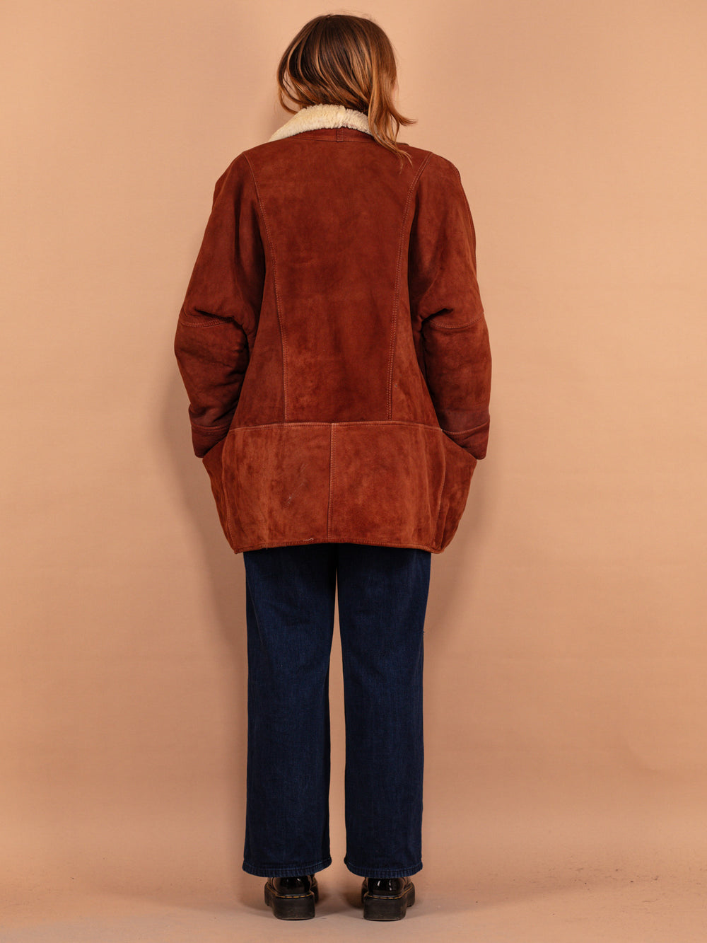 Vintage 80's Women Oversized Shearling Coat in Brown - NorthernGrip