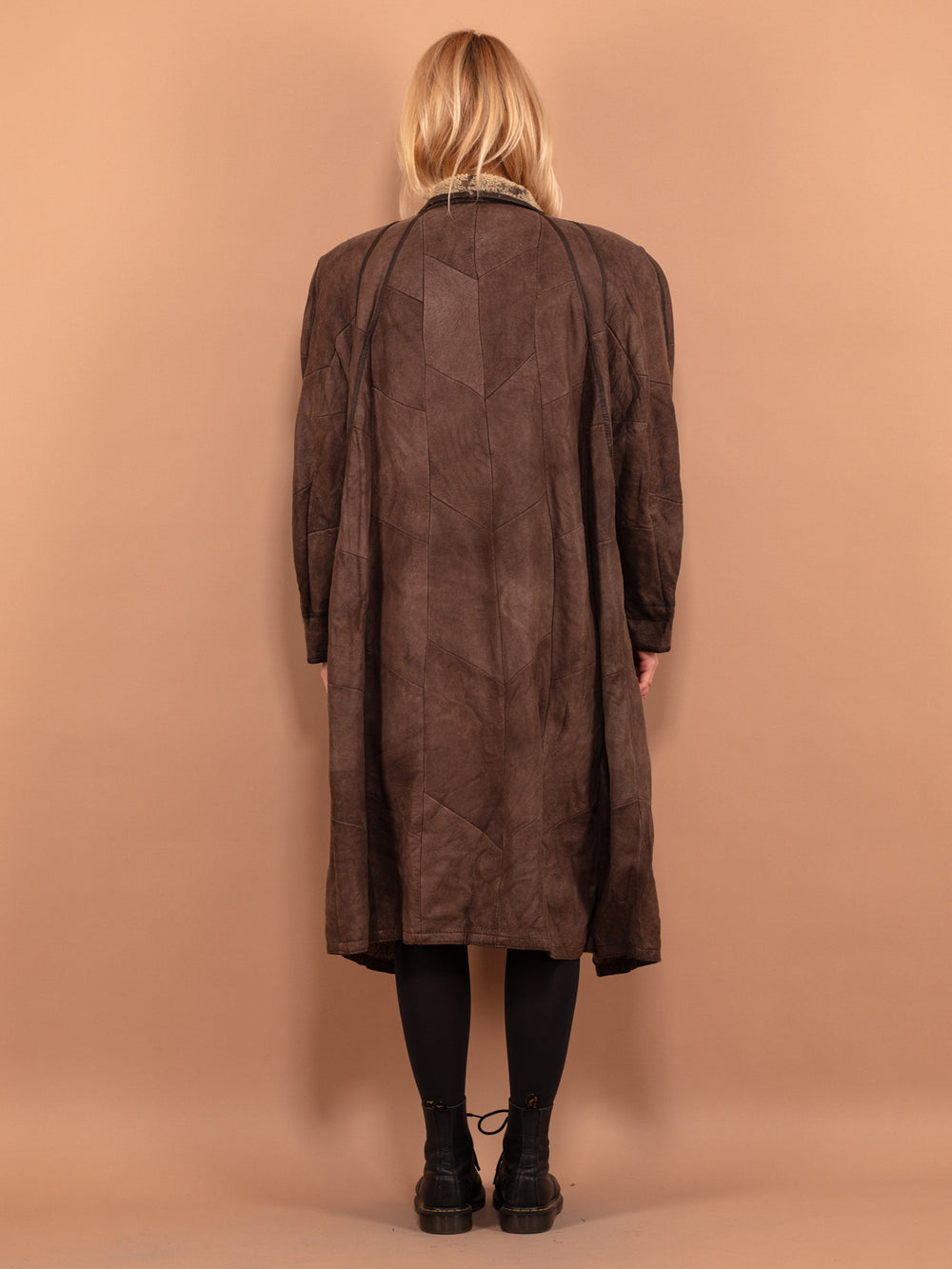 Vintage 80's Women Oversized Sheepskin Coat in Brown - NorthernGrip