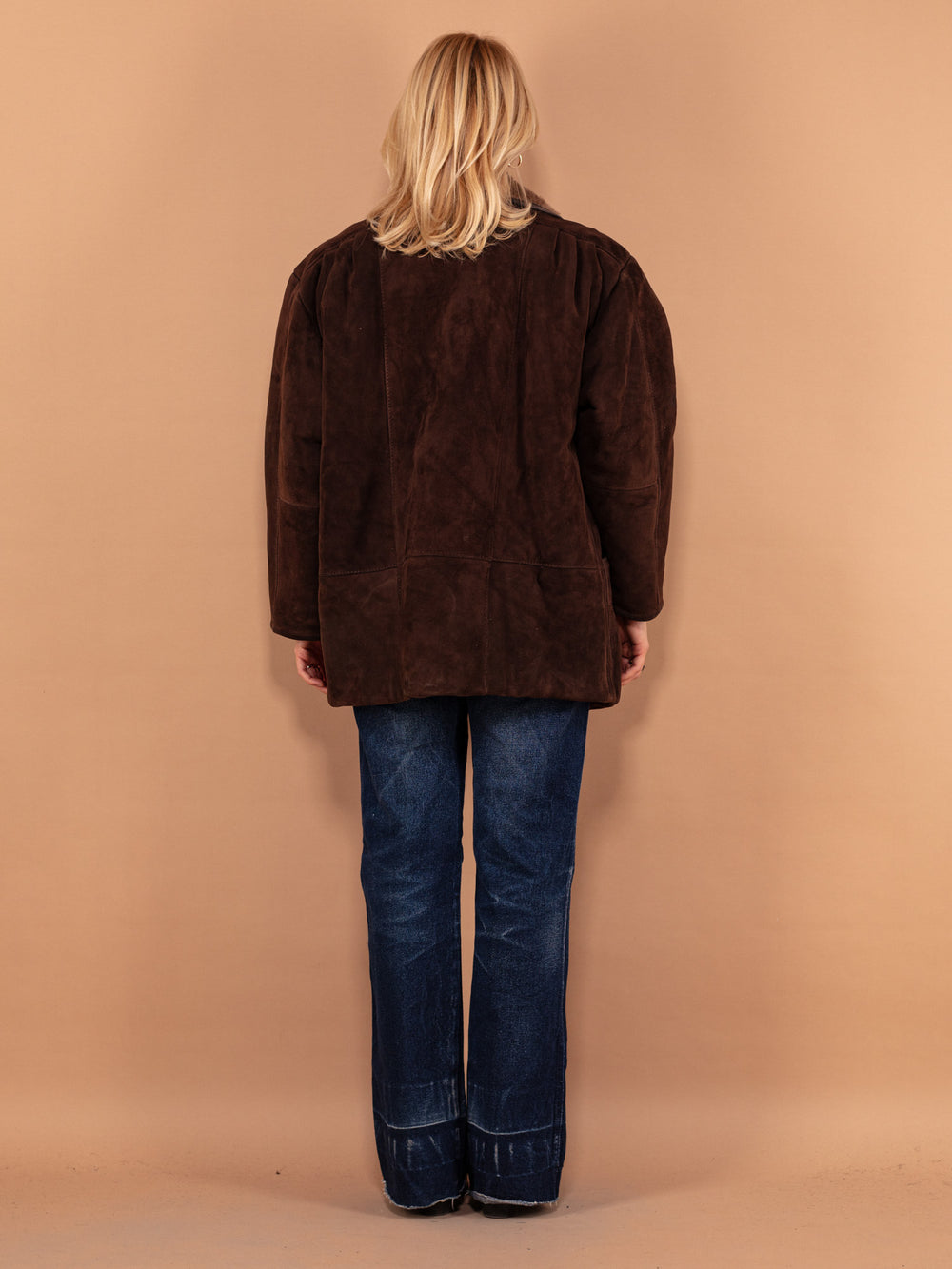 Vintage 80's Women Oversized Sheepskin Coat in Brown - NorthernGrip