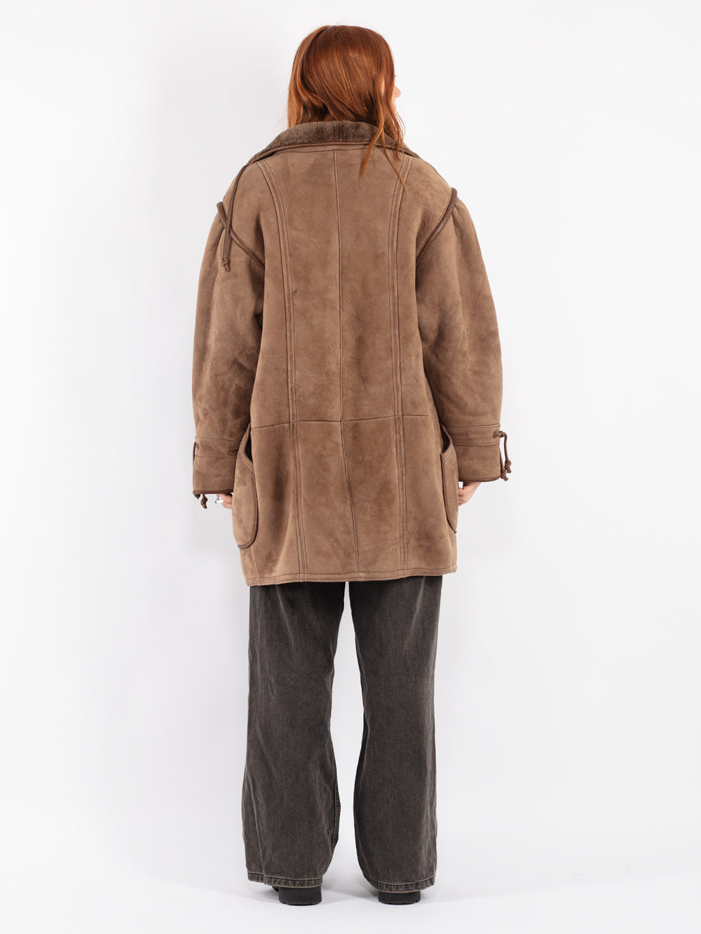 Vintage 90's Women Sheepskin Coat in Brown