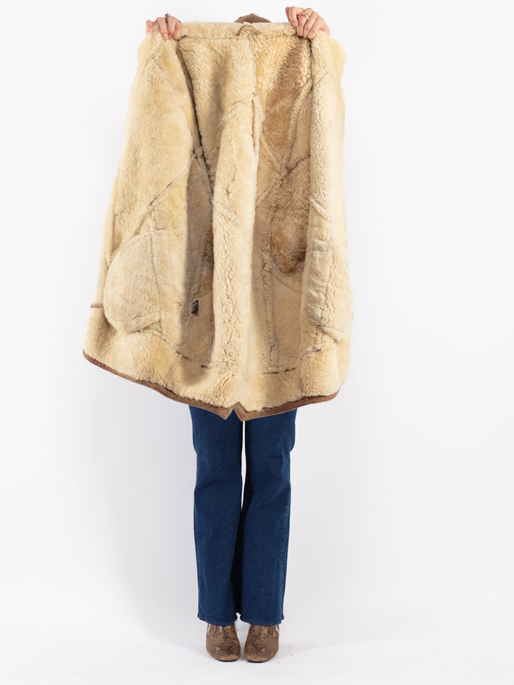 Vintage 80's Women Sheepskin Coat in Brown