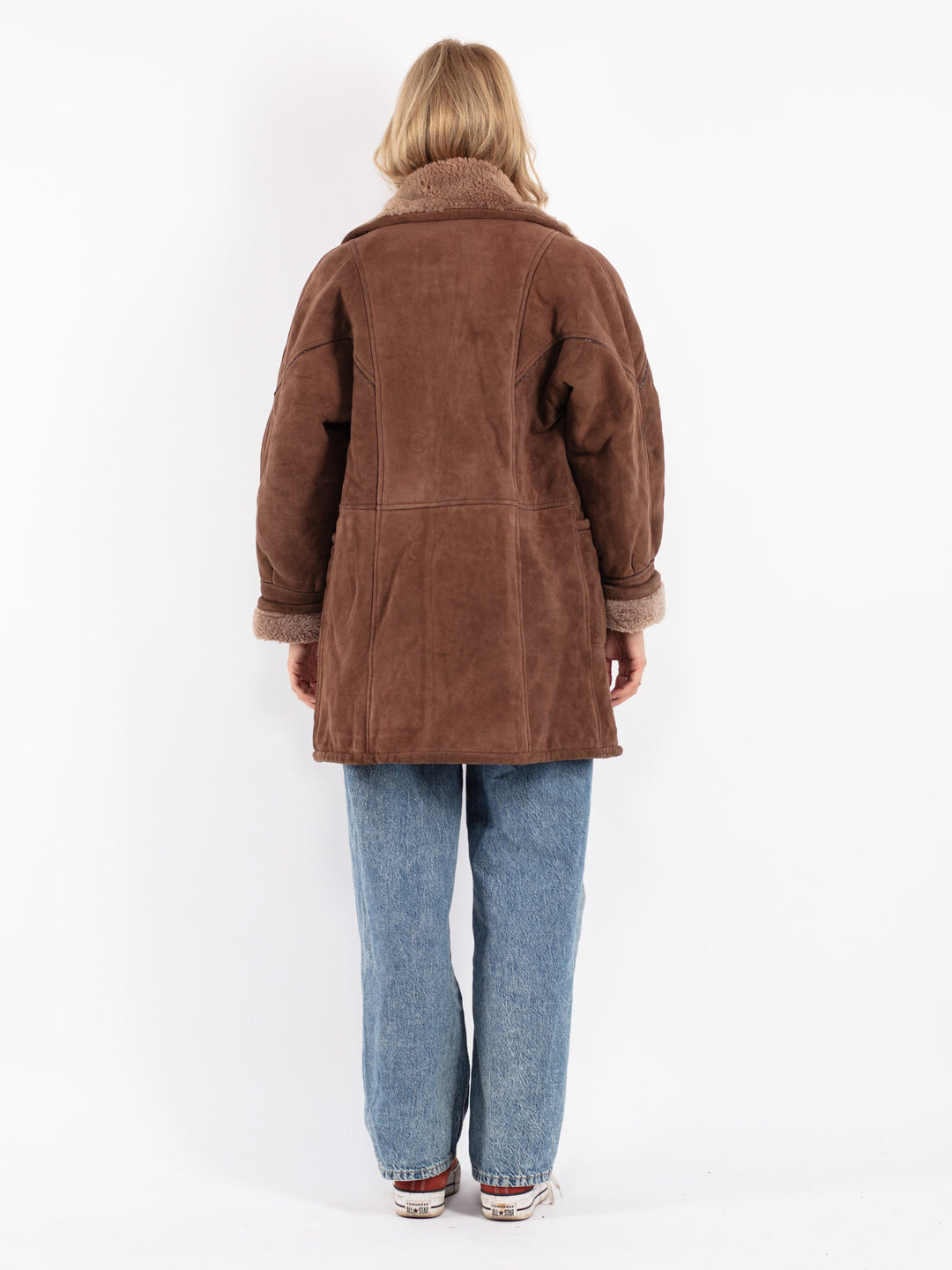 Vintage 80's Women Sheepskin Coat in Brown