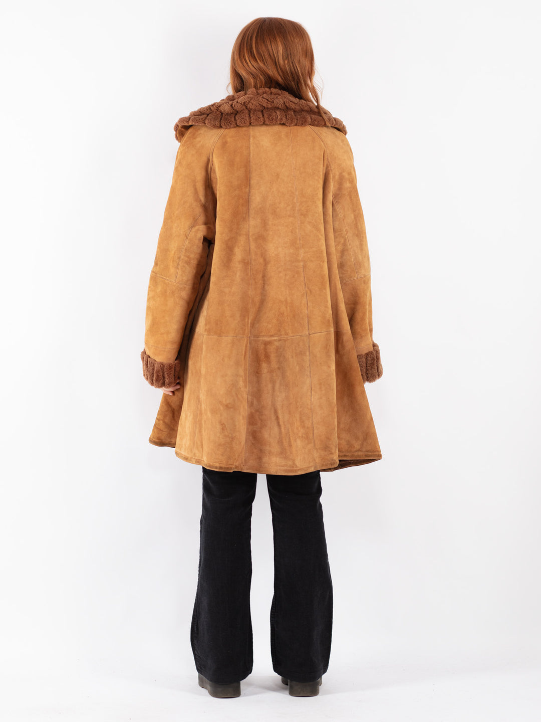 Vintage 80's Women Sheepskin Coat in Brown