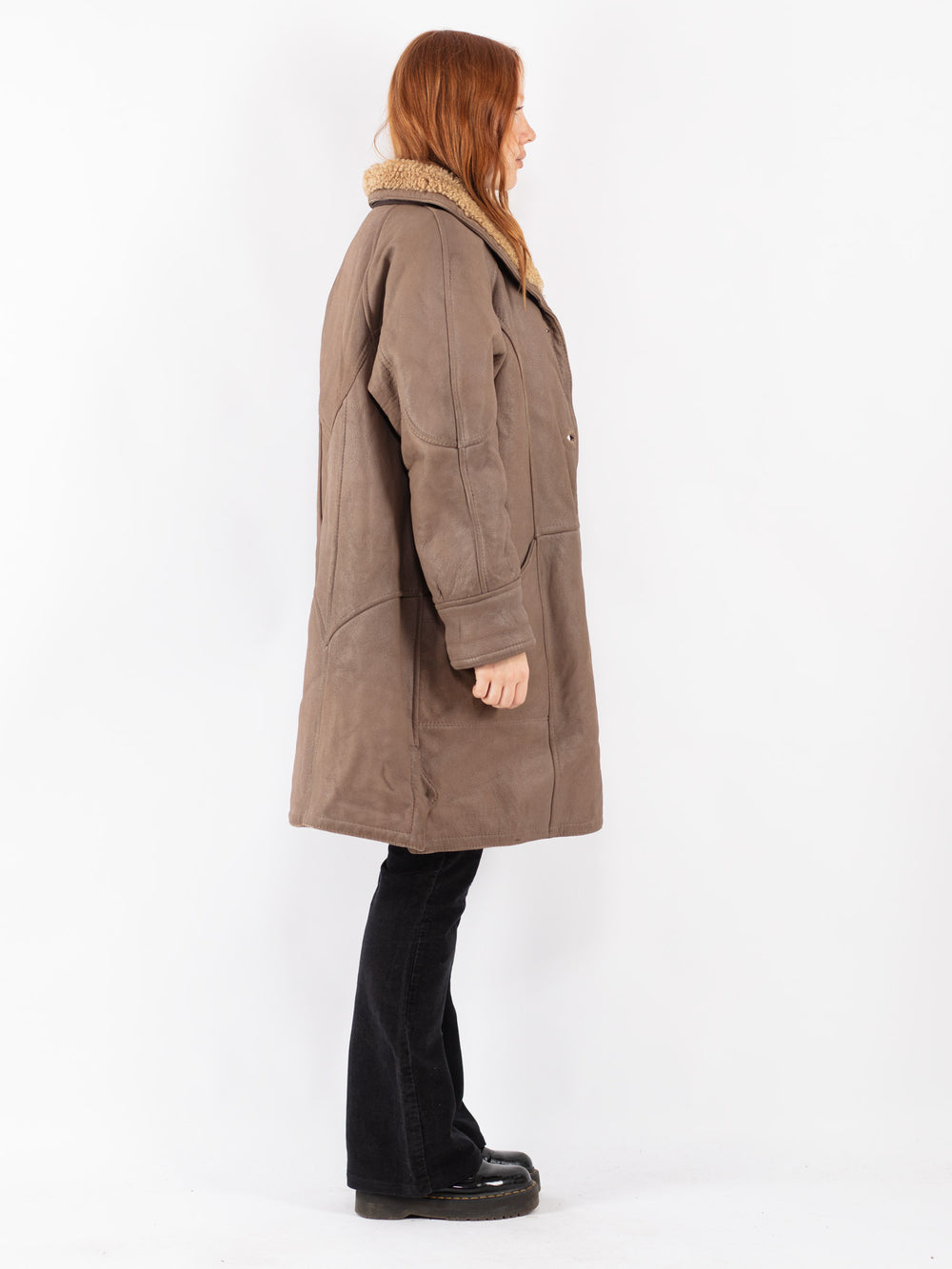 Vintage 80's Women Sheepskin Coat in Beige
