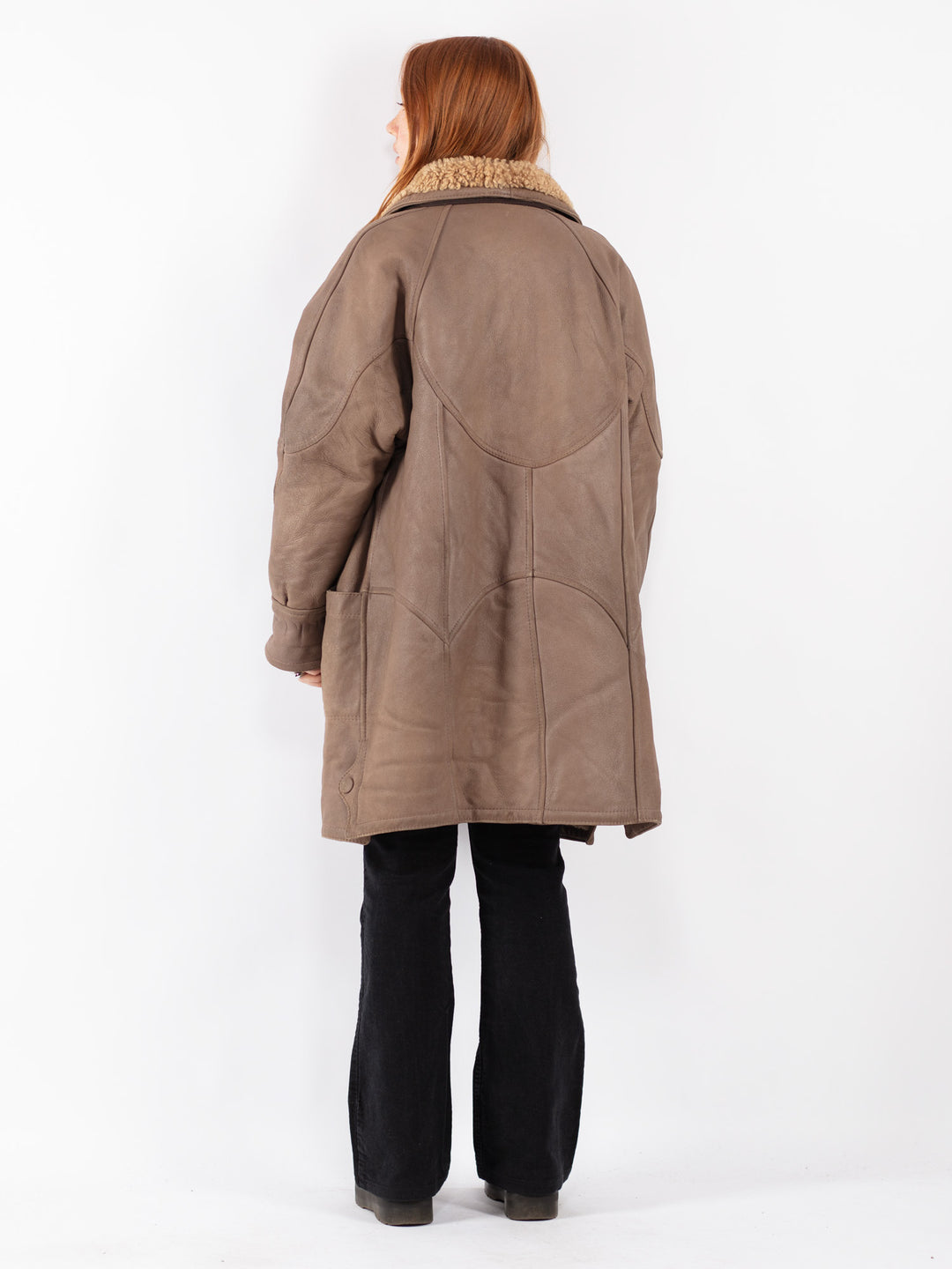 Vintage 80's Women Sheepskin Coat in Beige