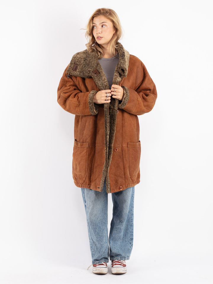 Vintage 80's Women Sheepskin in Brown