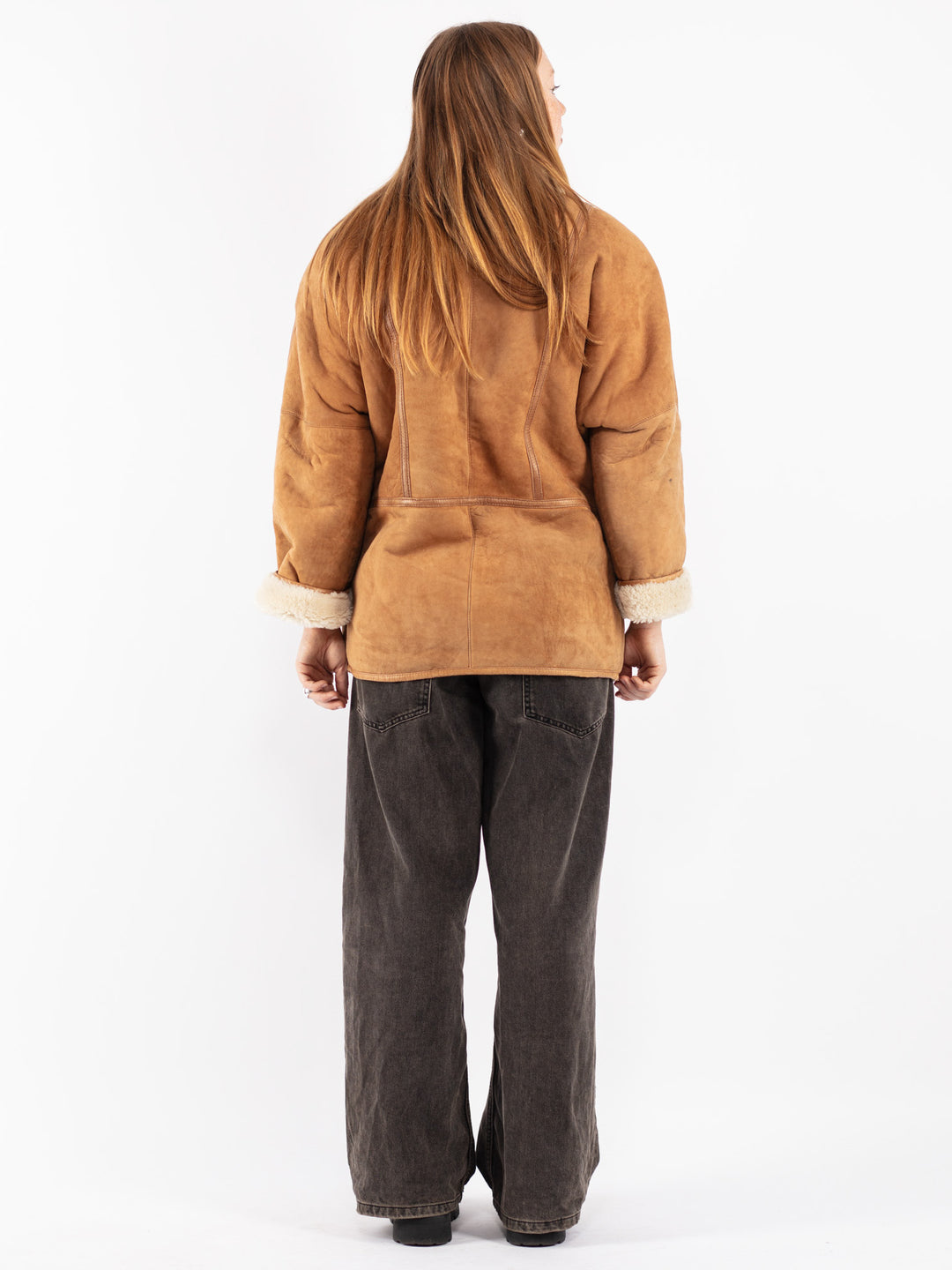 Vintage 80's Women Shearling Coat in Brown