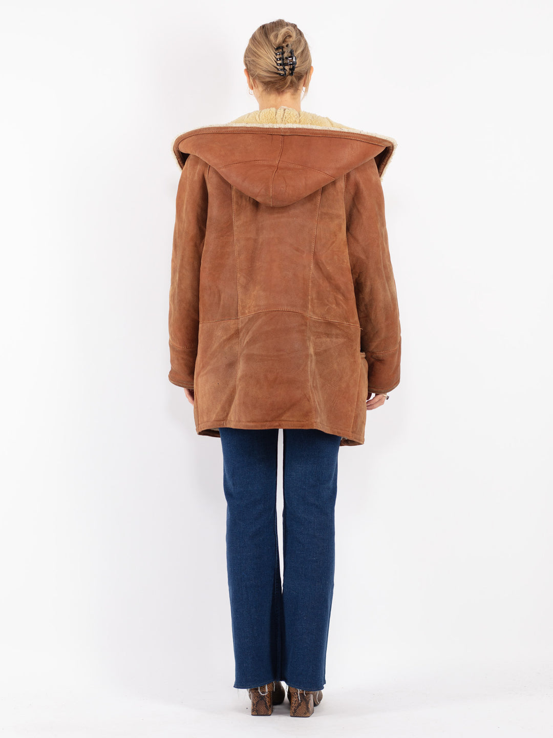 Vintage 80's Women Sheepskin Coat in Brown