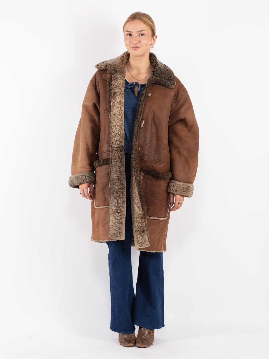 Vintage 80's Women Sheepskin in Brown