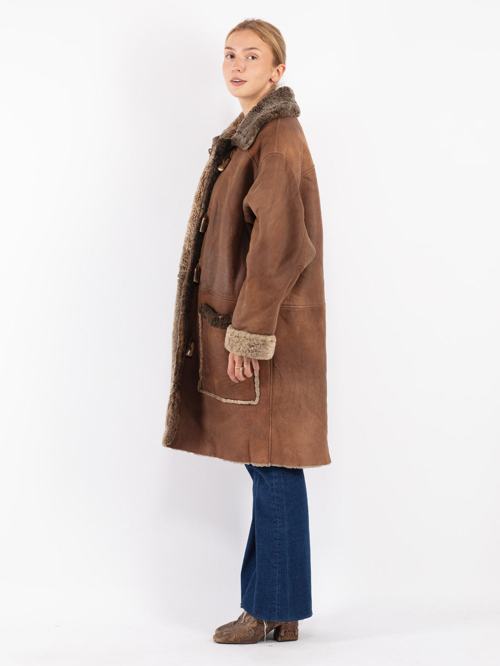 Vintage 80's Women Sheepskin in Brown