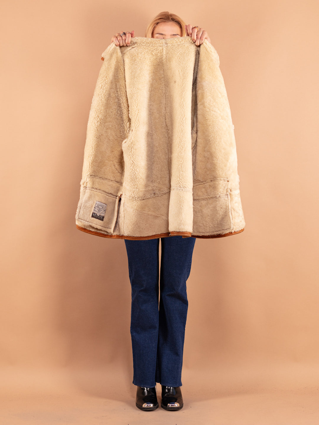 Vintage 80's Women Sheepskin Coat in Brown