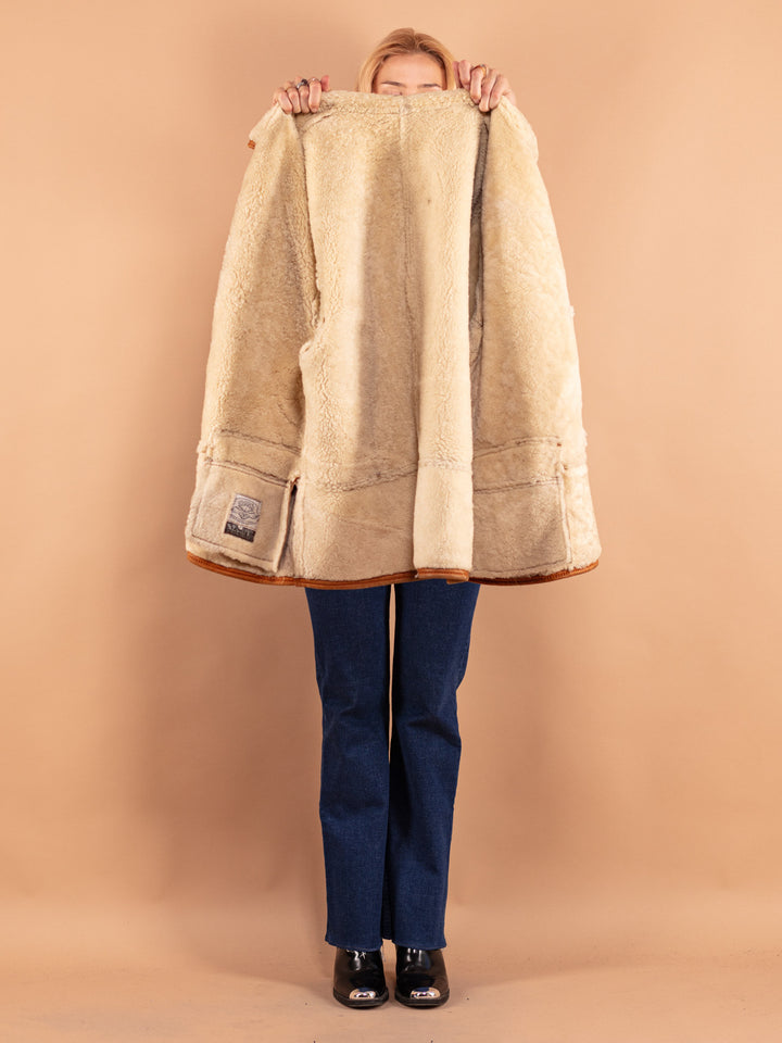 Vintage 80's Women Sheepskin Coat in Brown