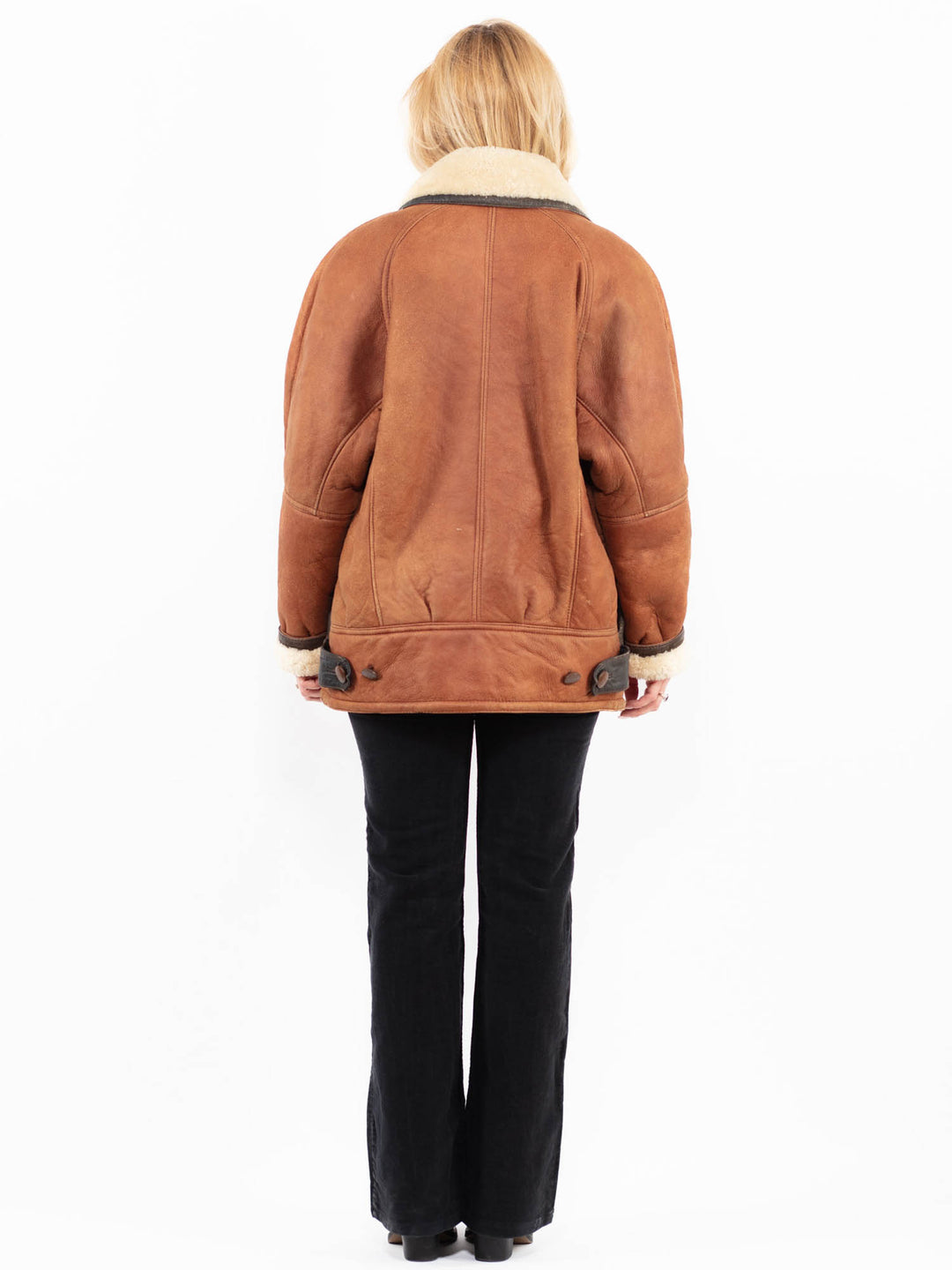Vintage 80's Women Sheepskin Shearling Coat in BrownA0136