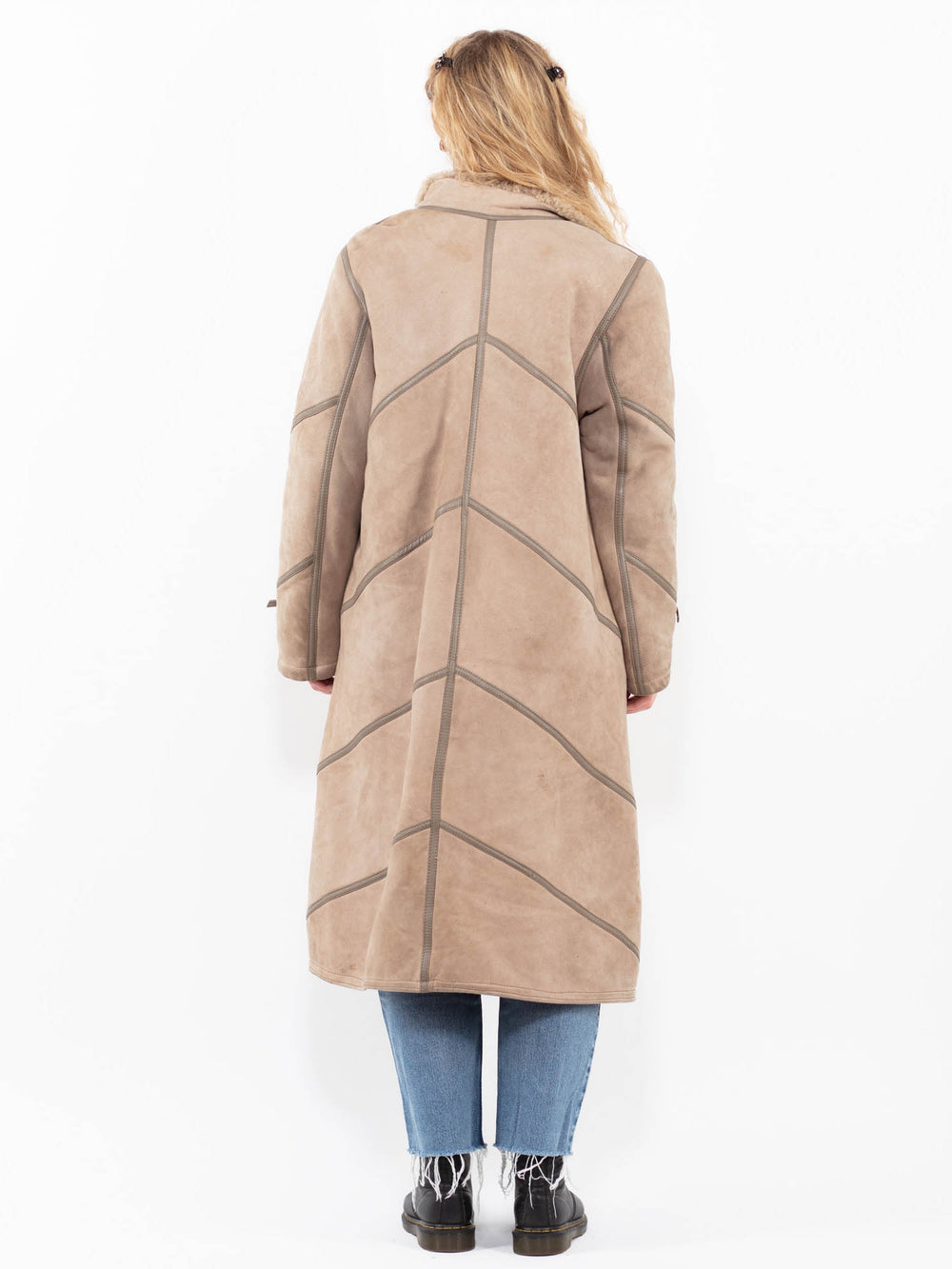 Vintage 80's Women Sheepskin Coat in BeigeA0241