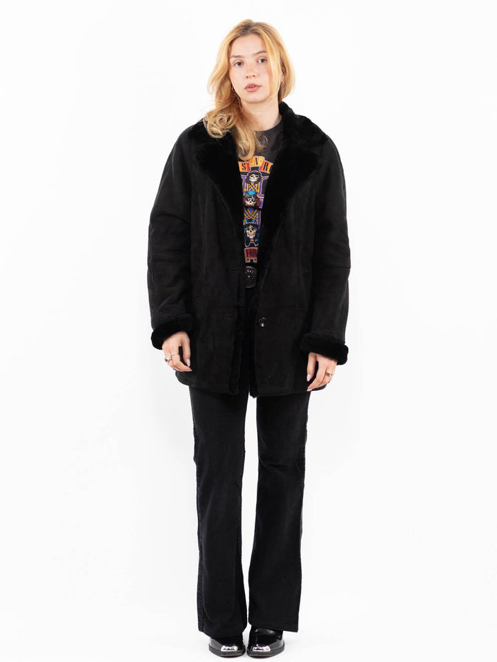 Vintage 80's Women Sheepskin in BlackA0138