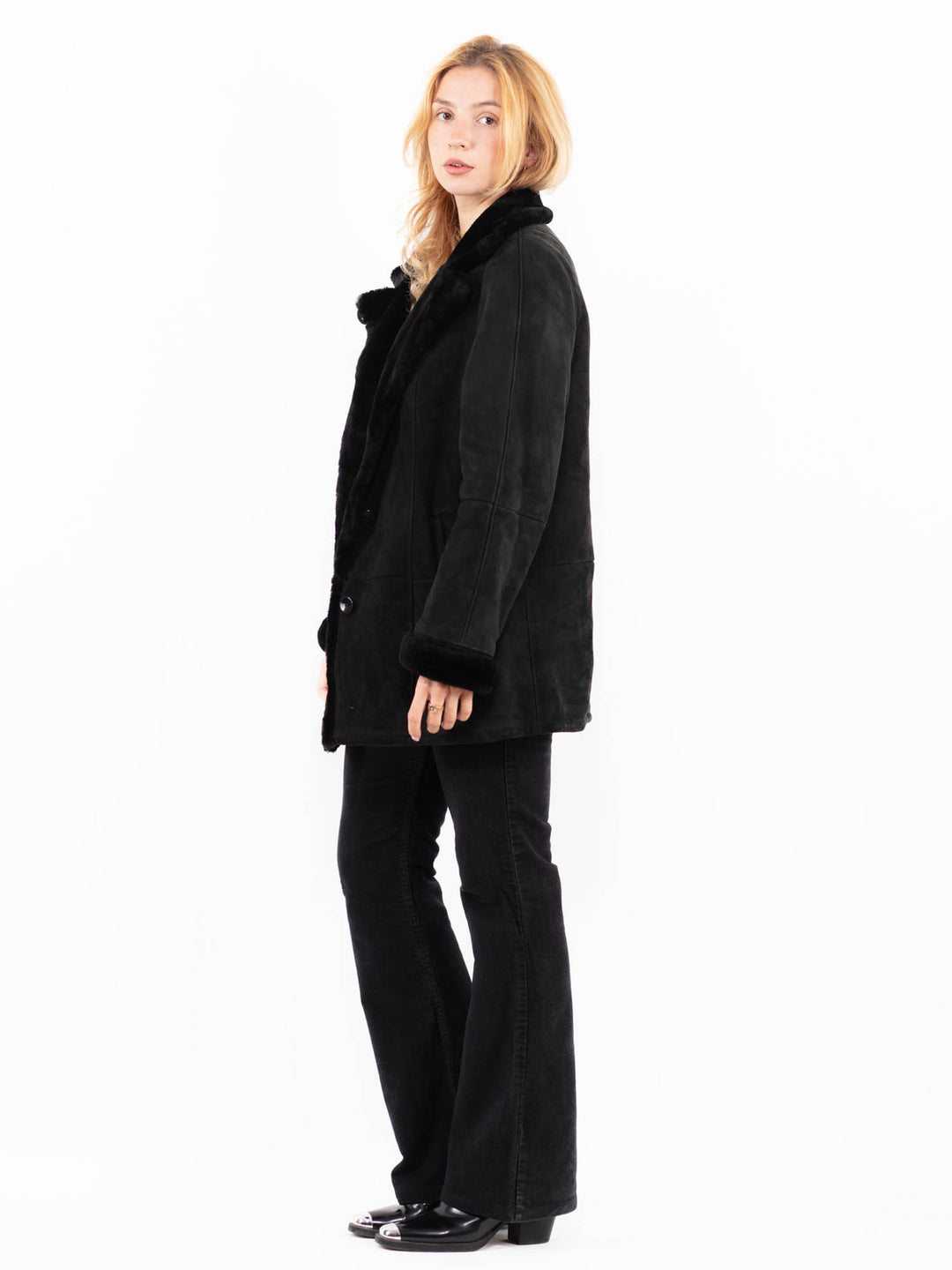 Vintage 80's Women Sheepskin in BlackA0138