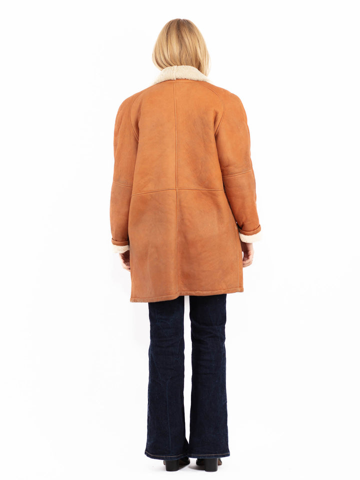 Vintage 80's Women Sheepskin Coat in Brown