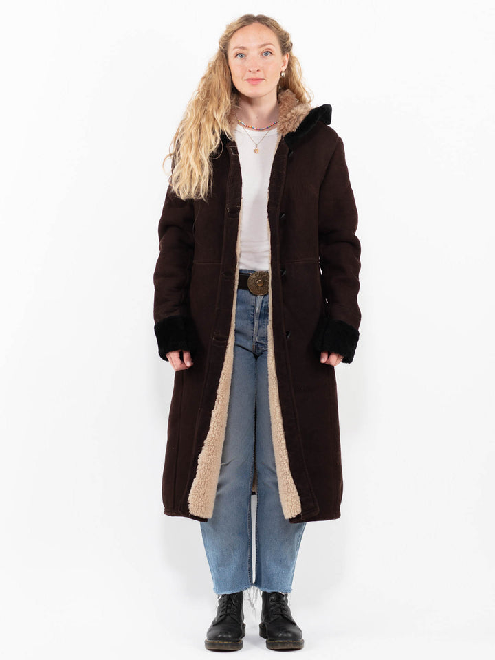 Vintage 80's Women Sheepskin Coat in BrownA0245